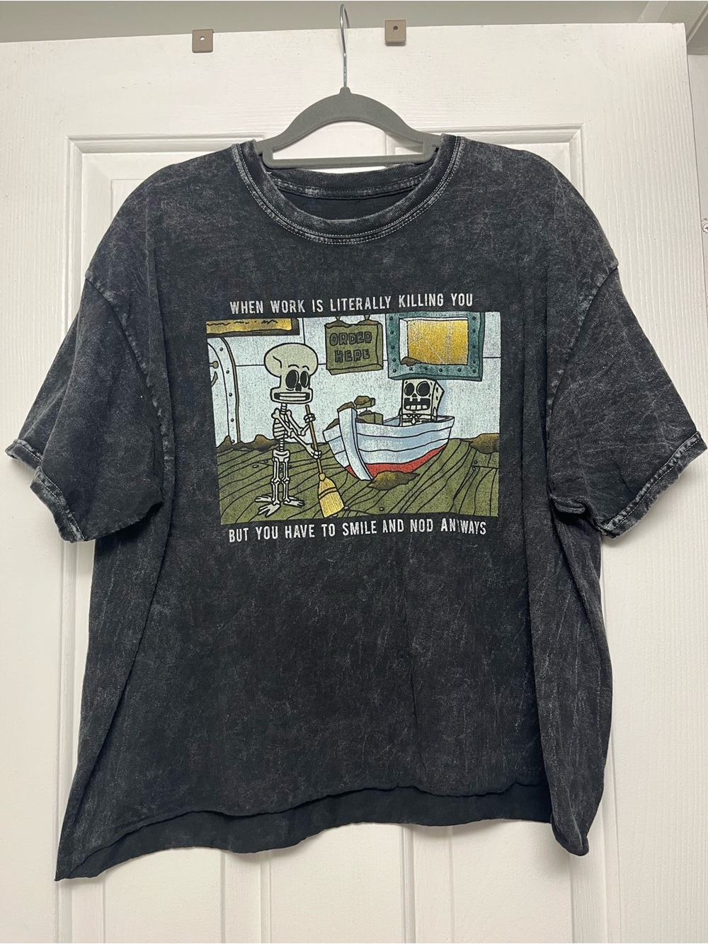 Graphic Skeleton Work Tee - Black